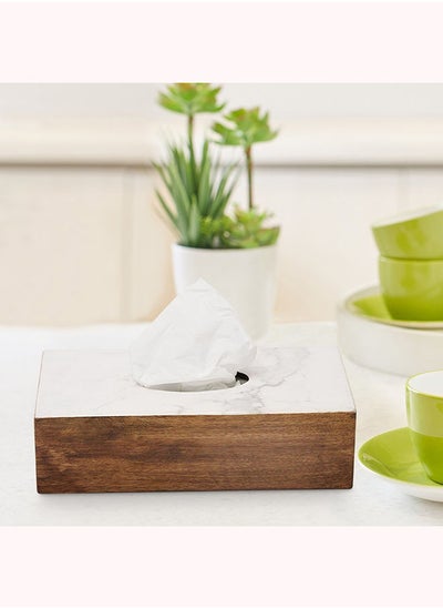 اشتري Indie Vibe Wooden Tissue Box 25 x 8 x 13 cm في الامارات