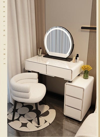 Buy Makeup Vanity Table Dressing Table Flip Mirror With Drawers And Chair 80 CM in UAE
