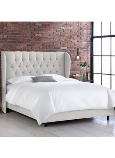 Buy Roma | Wooden Bed Frame Upholstered in Velvet - White in Saudi Arabia