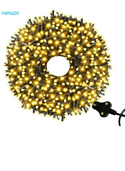 اشتري Warm White LED String Lights Black Wire Plug-in 10mtr 100 LEDs String Home Decorative LED Strip for Christmas EID Ramadan Diwali and Wedding Parties Decoration Box Button Control 8 Modes في الامارات