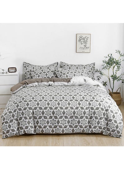 Buy 6-Piece Double Size Duvet Cover Set|1 Duvet Cover + 1 Flat Sheet + 4 Pillow Cases|Microfibre|CELESTE in UAE