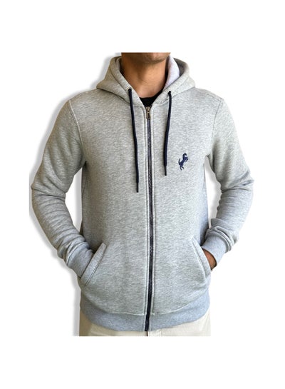 Buy Horse Polo Sweat Jacket Hoodie, Grey in Egypt