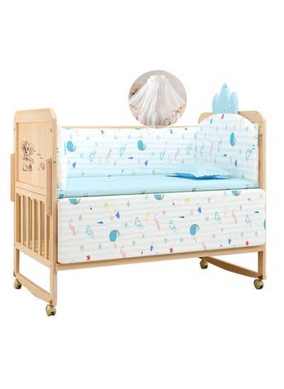 Buy 4 In 1 Baby Wooden Bed, Movable And Rocking Beside Crib, Double Decker Wood Bed With Wheels, Detachable Baby Cradle Bed With Flip Table in Saudi Arabia