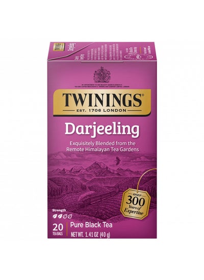 Buy Twinings Darjeeling Black Tea, 20 Count Pack of 6, Individually Wrapped Bags, Delicate Light Taste, Caffeinated in UAE