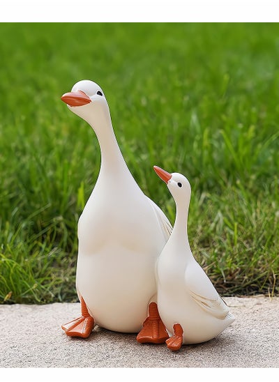 اشتري Statues Ornaments, Simulation Duck Resin Statues, Realistic Mother Duck and Ducklings, Resin Artificial Duck Model Sculpture Decor Crafts DIY Ornaments White Duck for Garden Pond Decoration, 1 Set في الامارات