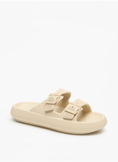 اشتري Textured Slip-On Sandal with Buckle Detail في السعودية