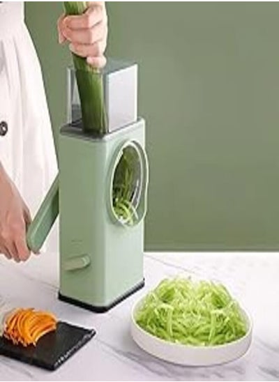 اشتري "7 in 1 Multifunctional Vegetable Slicer: Grater & Manual Slicer with 2 Variations for Grating Vegetables and Slicing Different Shapes, Perfect for Potato Chips, Round Slices and Crunchy Get It Now!" في مصر