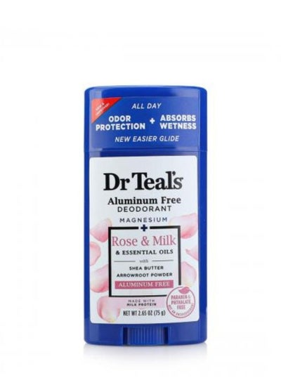 Buy DR TEAL'S ALUMINUM FREE DEODORANT ROSE & MILK 75G in UAE