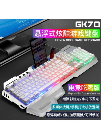 Buy Computer Luminous Gaming Keyboard and Mouse Set Mechanical Feel Suspension Keycap Metal Wired USB Keyboard and Mouse Explosions(2)GK70 keyway white keyboard (2)GK70 keyway white keyboard in Saudi Arabia