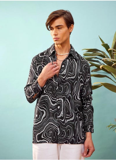 Buy Marble Print Relaxed Fit Shirt in Saudi Arabia