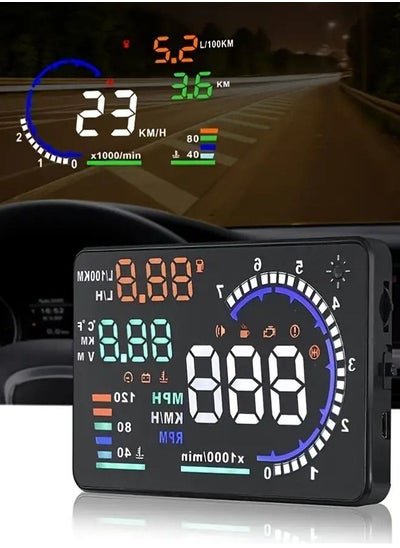 Buy 5.5in HD Car Head-up Display: OBD2 Speedometer & Alarm Accessories for Enhanced Driving in UAE