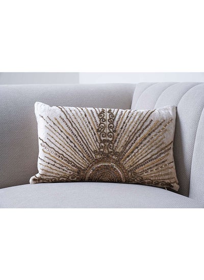 اشتري Amira Beaded Filled Cushion 30x50cm-beige & Gold في الامارات