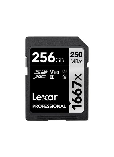 Buy LEXAR PROFESSIONAL 256GB 1667X SDXC UHS-II CARDS, UP TO 250MB/S READ 120MB/S WRITE C10 V60 U3 (LSD256CB1667) in UAE