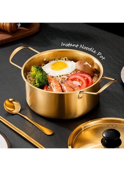 اشتري 1 Piece Ramen Pot with Lid 7.09 Inch, Double Handle Kitchen Ramen Cooking Pot, Cookware في السعودية