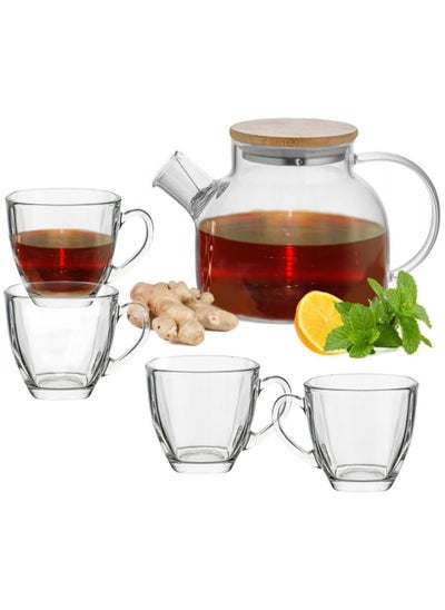 Buy Voidrop Glass Teapot set of 5 Stovetop Safe 35.4oz Clear Teapots with Removable Filter Spout,Teapot for Loose Leaf and Blooming Tea in UAE