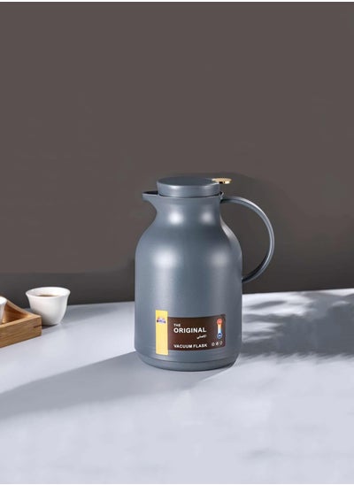 Buy Thermos For Tea And Coffee Dark Grey/Golden Color 1Liter in Saudi Arabia