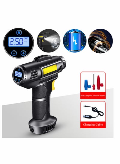 اشتري Tire Inflator, Rechargeable Lithium Ion Battery Portable Handheld Fast Inflation Auto Tire Pump with Digital Pressure Gauge for Car Motorcycles Tires في الامارات