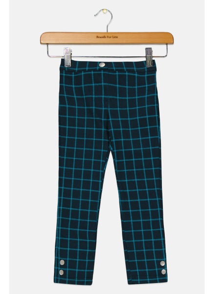 اشتري Toddlers Girl Regular Fit Grid Pattern Pants, Teal Green في الامارات