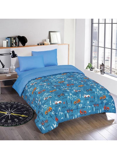 Buy 3-Piece Printed Kids Comforter Single 160X220cm Cars in UAE