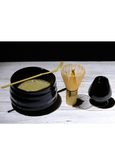 Buy 4-Piece Japanese Style Traditional Handmade Matcha Tea Whisk and Glass Bowl Tool Gift Kit in UAE