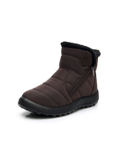 اشتري Women's Thickened Waterproof And Anti Slip Cotton Boots, Snow Boots Brown في الامارات