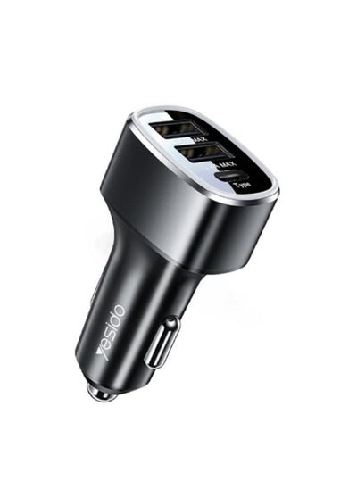 Buy Yesido Y47 49W Double USB+Type-C/USB-C Port Car Fast Charger(Black) in Egypt