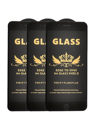 Buy G-Power 9H Tempered Glass Screen Protector Premium With Anti Scratch Layer And High Transparency For Iphone 7 Plus Set Of 3 Pack 5.5" - Black in Egypt