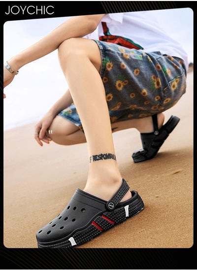 اشتري Men's Trendy Outdoor Slippers Personalized Dual-purpose Sandals Household Anti-slip Breathable Quick-drying Summer Beach Sandals Black في السعودية