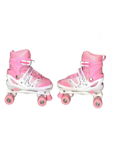 Buy Skate Shoes Pair 4 Wheels Size (31-34) Box - white * pink in Egypt