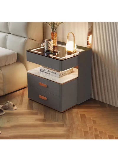 Buy Smart Bedside Cabinet with LED Mirror, Wireless Charging & BT Speaker in UAE