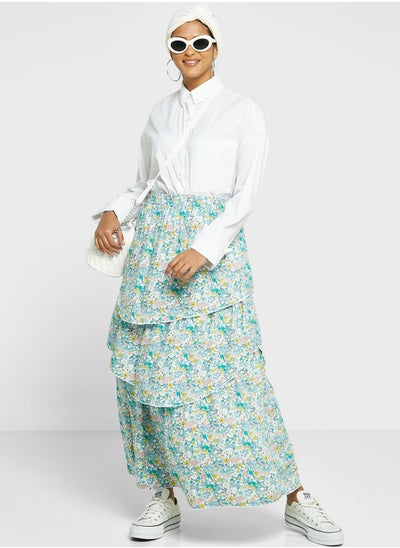 Buy Tiered Frill Layer Printed Skirt in Saudi Arabia