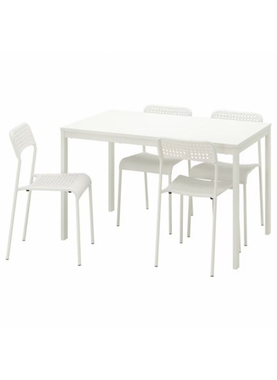 Buy A Set of Dining Chairs with a Table in a Modern Design for Home and Office, Consisting of 4 Chairs and a White Table in Saudi Arabia