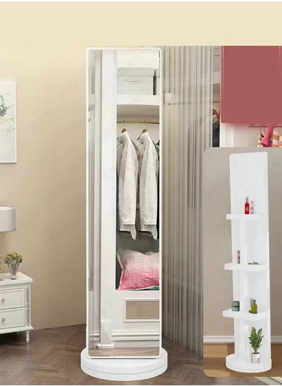 Buy Multifunctional Full Body Rotating Dressing Mirror Bedroom Floor Coat and Cap Storage in UAE