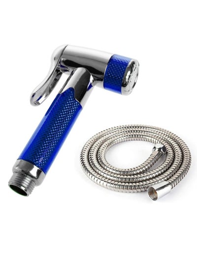 Buy Stainless Steel Handheld Bidet Spray Shower Shattaf Hose Muslim Shower Kit For Toilet Bathroom 1.2 Meter Pipe Blue/Silver in UAE