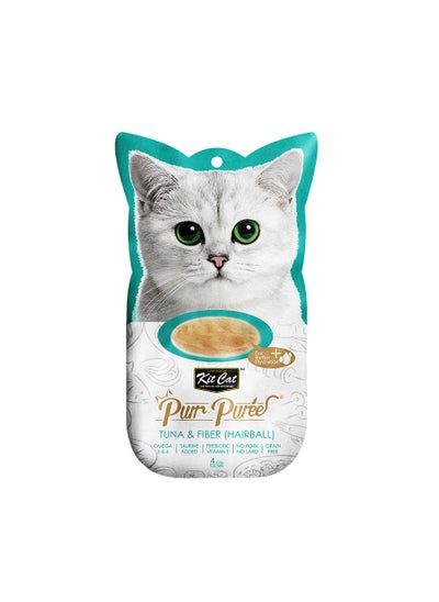 Buy Kit Cat Purr Puree Tuna & fibre Hairball Cat Treats 4x15G in UAE