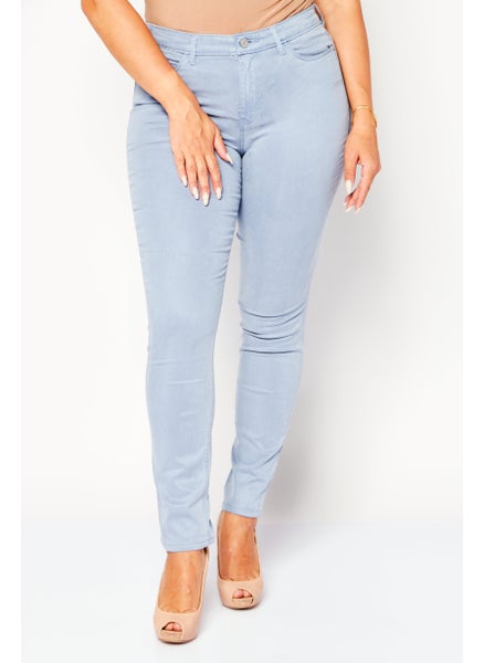 اشتري Women Skinny Fit Washed Denim, Light Blue في الامارات