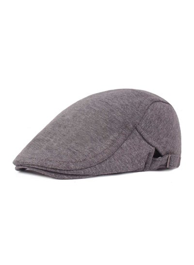 Buy Woolen Cap Beret Literary Retro Adjustment Button Dark Grey in UAE