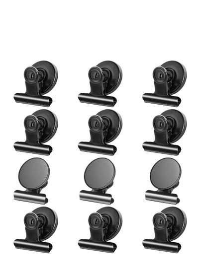 Buy 12 Refrigerator Magnets, Magnetic Clips, Home and Kitchen Detailed Inventory Display Fasteners, Black in UAE