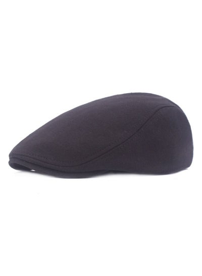 Buy Men/Women Solid Simple Woolen Duck Tongue Hat Black in Saudi Arabia