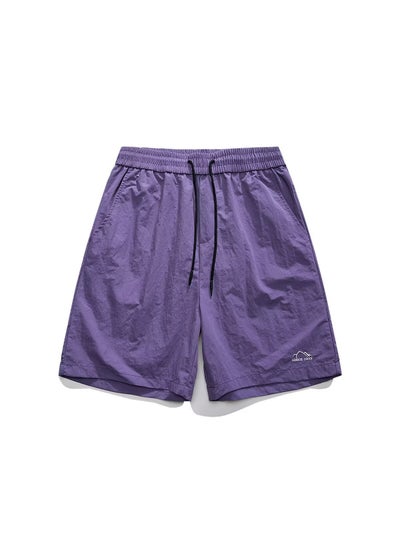 اشتري Mens Summer Retro Casual Ice Silk Shorts Purple في الامارات