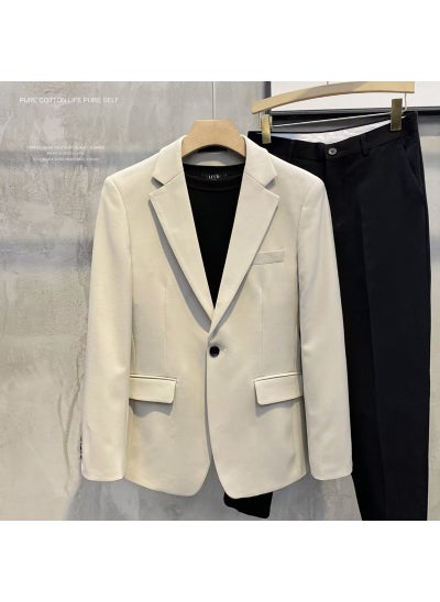 Buy Mens Casual Blazer Spring Autumn Solid Business Suit X828 apricot in Saudi Arabia