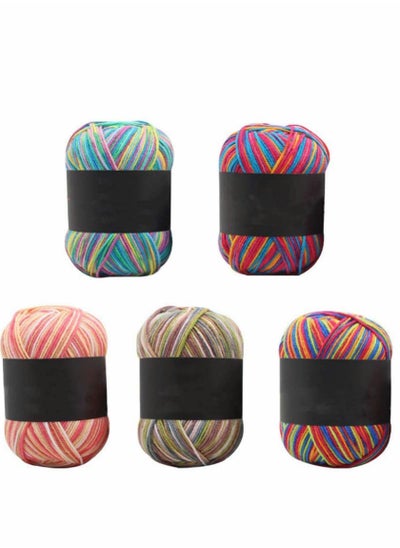 Buy Crochet Yarn Five Piece Multi, Colored, Acrylic Knitting Yarn, Hand Knitting Yarn, Weaving Yarn, Crochet Thread ( Multicolor ) in Saudi Arabia