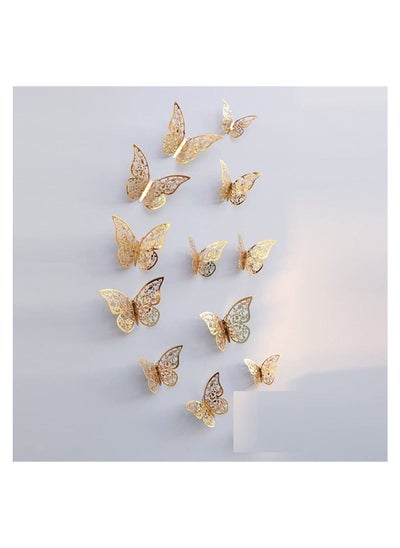 Buy 3D Gold Butterfly Wall Stickers 12 Pieces in UAE