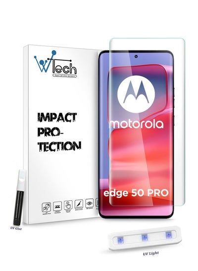 Buy Premium Curved Edges UV Full Glue Full Cover Tempered Glass Screen Protector For Motorola Edge 50 Pro 5G 2024 Clear in Saudi Arabia