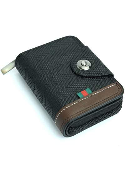 Buy Wallet for Men Large Capacity ID Window Card Case with Zip Coin Pocket Brown, Simple, Minimalist Card Cases & Money Organizers in UAE