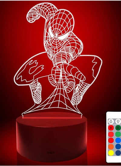 Buy Spiderman 3D night light movie character 16 color transform USB touch and remote control LED kids bedroom table lamp baby sleep light decoration gift in UAE