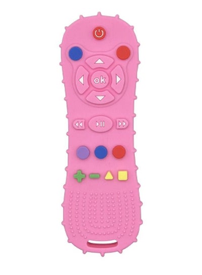 Buy Soft Chew Toys with TV Remote Control Shape Early Educational Sensory Toy Teething Relief and Soothe Sore Gum Infant Teether for 3-6 Months Pink in Saudi Arabia