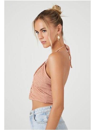 Buy Textured Cutout Halter Crop Top in Egypt