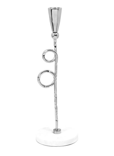 اشتري Lure Taper Candle Holder, Silver & White - 5x30.5 cm في الامارات