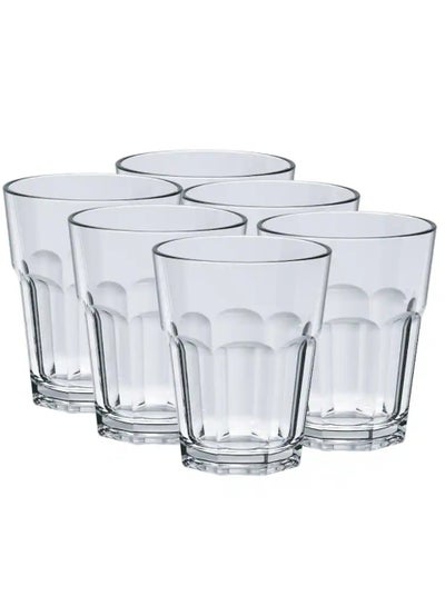Buy Drinking Glasses By Decor Works 12 Oz Acrylic Set of 6, Clear Tumbler Dishwasher Safe Unbreakable Cup Set Of 6 in UAE